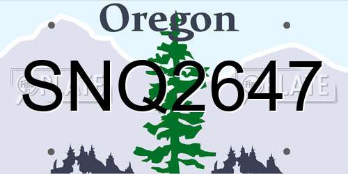 SNQ2647 Oregon License Plate