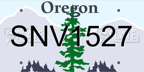 SNV1527 Oregon License Plate