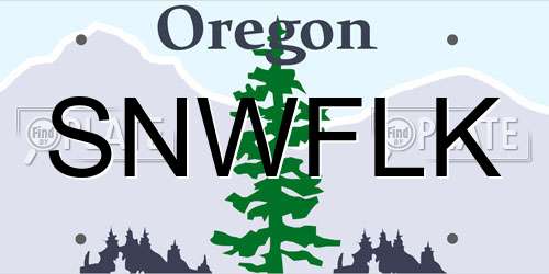 SNWFLK Oregon License Plate