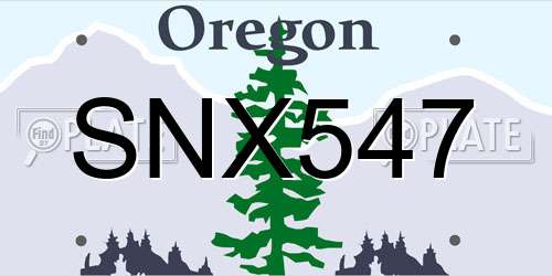 SNX547 Oregon License Plate