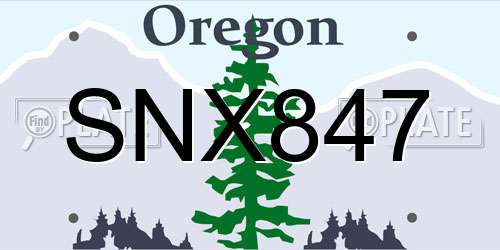 SNX847 Oregon License Plate