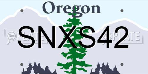 SNXS42 Oregon License Plate