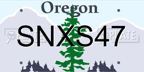 SNXS47 Oregon License Plate