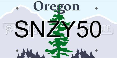 SNZY50 Oregon License Plate