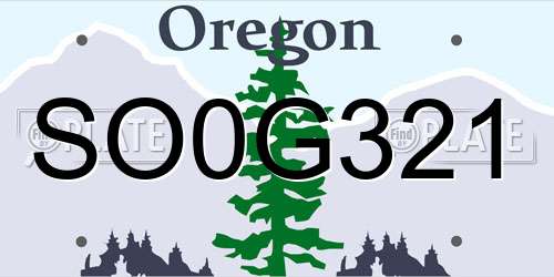 SO0G321 Oregon License Plate