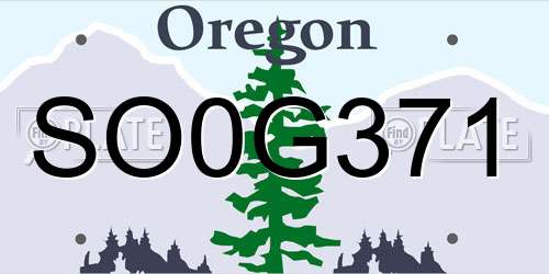 SO0G371 Oregon License Plate