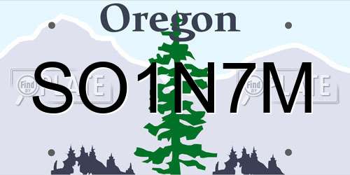 SO1N7M Oregon License Plate