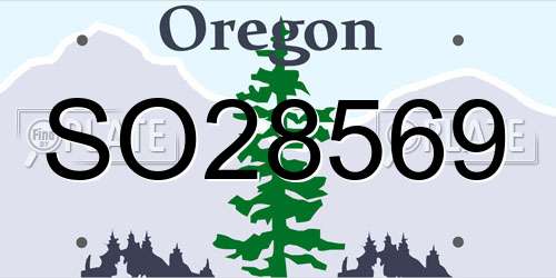 SO28569 Oregon License Plate