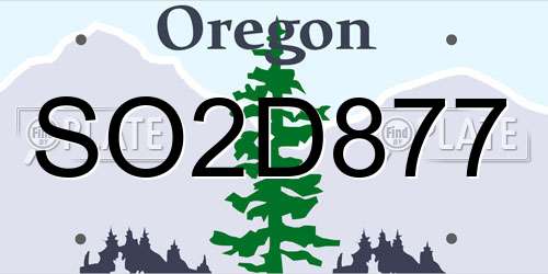 SO2D877 Oregon License Plate