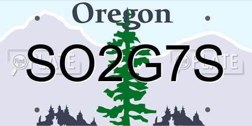 SO2G7S Oregon License Plate