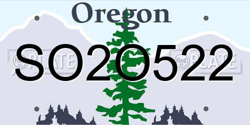 SO2O522 Oregon License Plate
