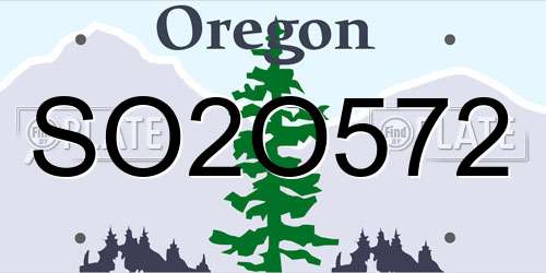 SO2O572 Oregon License Plate