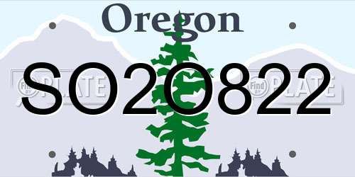 SO2O822 Oregon License Plate