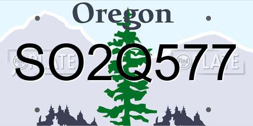 SO2Q577 Oregon License Plate