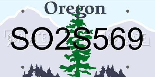SO2S569 Oregon License Plate