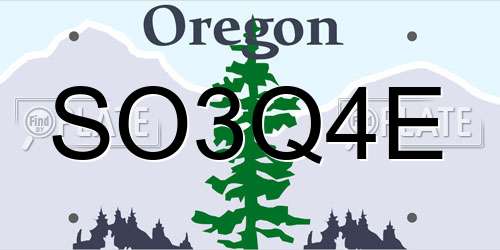SO3Q4E Oregon License Plate