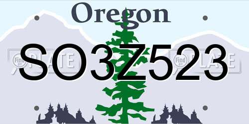 SO3Z523 Oregon License Plate