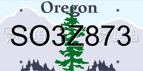 SO3Z873 Oregon License Plate