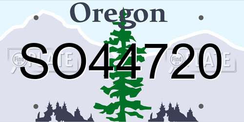 SO44720 Oregon License Plate