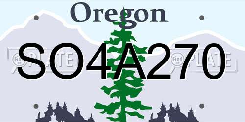 SO4A270 Oregon License Plate