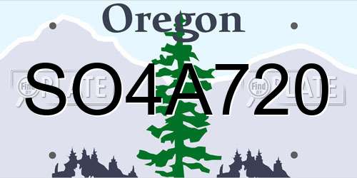SO4A720 Oregon License Plate