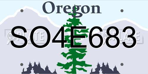SO4E683 Oregon License Plate