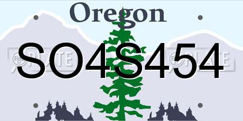 SO4S454 Oregon License Plate