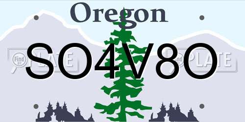 SO4V8O Oregon License Plate