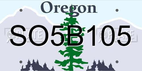 SO5B105 Oregon License Plate