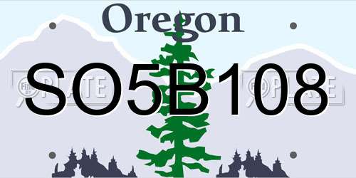 SO5B108 Oregon License Plate