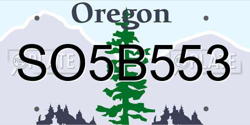 SO5B553 Oregon License Plate