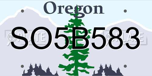 SO5B583 Oregon License Plate