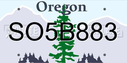 SO5B883 Oregon License Plate