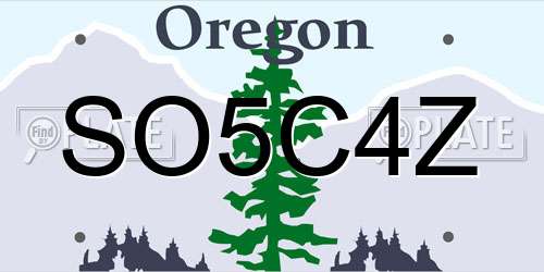 SO5C4Z Oregon License Plate