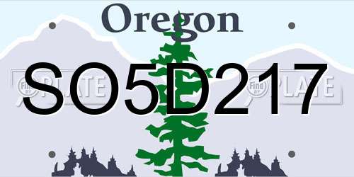 SO5D217 Oregon License Plate