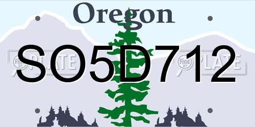 SO5D712 Oregon License Plate