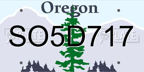 SO5D717 Oregon License Plate