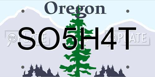 SO5H4T Oregon License Plate