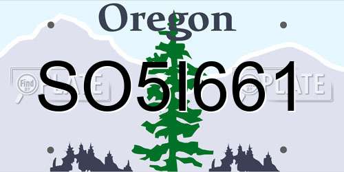SO5I661 Oregon License Plate