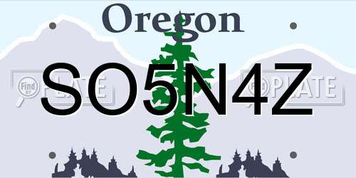 SO5N4Z Oregon License Plate