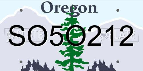 SO5O212 Oregon License Plate