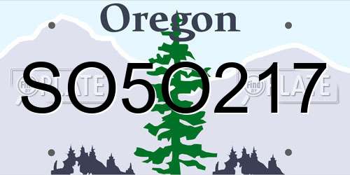 SO5O217 Oregon License Plate