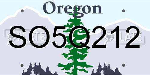 SO5Q212 Oregon License Plate