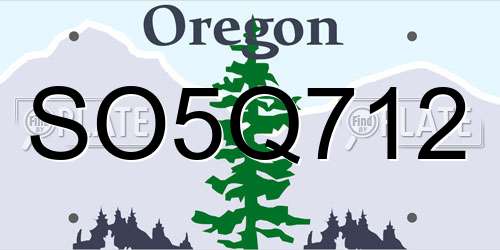 SO5Q712 Oregon License Plate