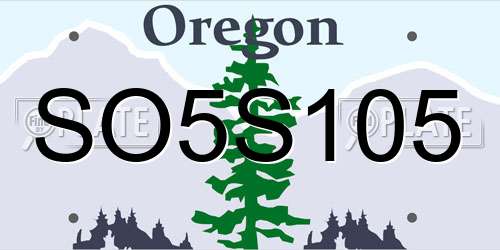 SO5S105 Oregon License Plate
