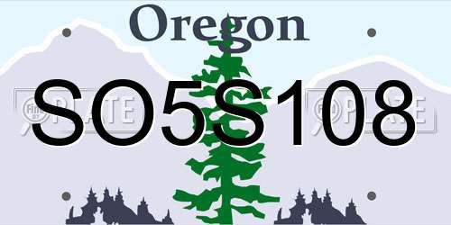 SO5S108 Oregon License Plate