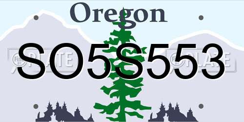 SO5S553 Oregon License Plate