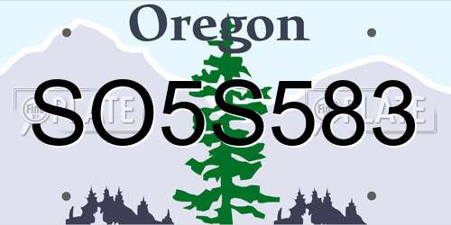 SO5S583 Oregon License Plate