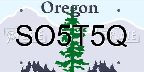 SO5T5Q Oregon License Plate