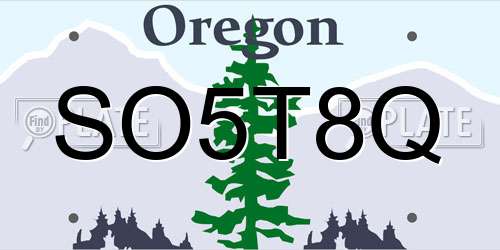 SO5T8Q Oregon License Plate